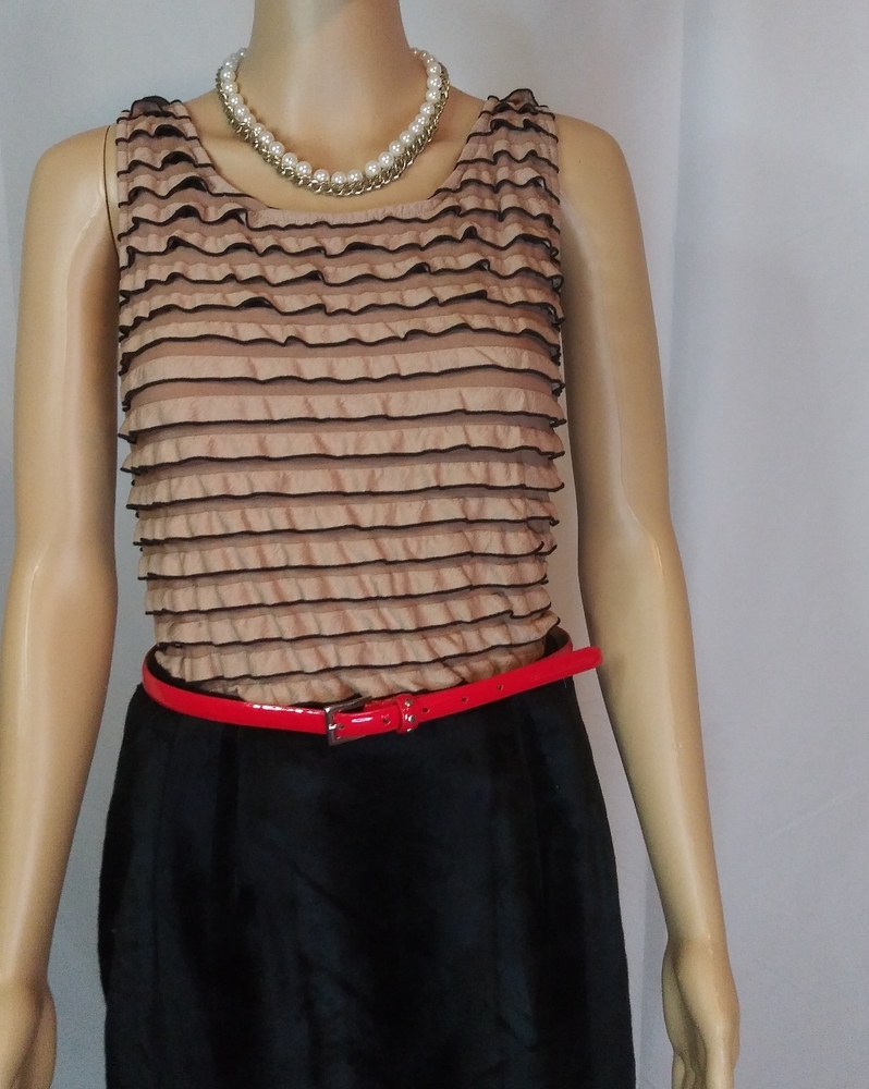 NWT Freeway Size S Nude Ruffle Tank Top Blouse